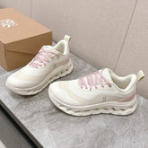 RUN SNEAKER IN PASTEL GRAY MIX BABY PINK SUEDE AND MESH FABRIC