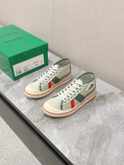ELIOT SNEAKER IN GREEN PASTEL CANVAS AND CALFSKIN