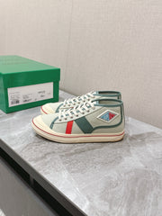 ELIOT SNEAKER IN GREEN PASTEL CANVAS AND CALFSKIN