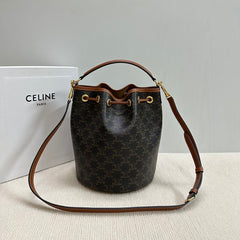 CLARA BAG 24 IN BLACK TRIOMPHE CANVAS AND BROWN CALFSKIN TRIM