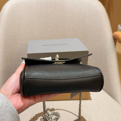 RODEO NANO BAG WITH CHAIN 17 IN BLACK SMOOTH CALFSKIN SILVER HARDWARE