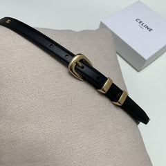 CL MINI 18 MM WESTERN BELT IN BLACK CALFSKIN GOLD HARDWARE
