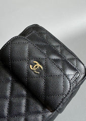 CC MINI 18 BACKPACK BLACK CAVIAR LIGHT GOLD HARDWARE