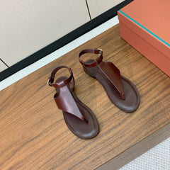 FLIP FLOPS SANDAL IN BROWN CALFSKIN