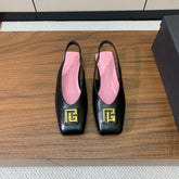 BALMAIN 25S FLAT EDEN SLINGBACKS IN BLACK CALFSKIN