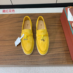 LP LOAFERS 25S IN YELLOW CASHMERE WITH SILVER HARDWARE