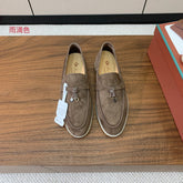 LP LOAFERS 25S IN ASH BROWN CASHMERE WITH SILVER HARDWARE