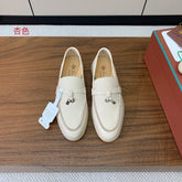 LP LOAFERS 25S IN CREAM WHITE LAMBSKIN WITH SILVER HARDWARE