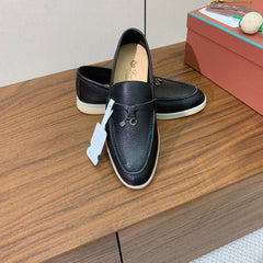 LP LOAFERS 25S IN BLACK LAMBSKIN WITH SILVER HARDWARE