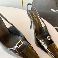 SL BLADE SLINGBACK BLACK POLISHED CALFSKIN
