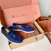 Loro Piana Blue Suede Summer Charms Walk Loafers