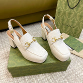 GG HIGH - HEEL SLINGBACK WITH HORSEBIT WHITE CALFSKIN