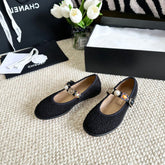 CC MARY JANES BLACK WOOL TWEED AND FABRIC