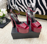 SL JODIE PLATFORM SANDALS RED POLISHED CALFSKIN