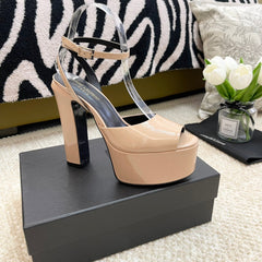 SL JODIE PLATFORM SANDALS BISQUE POLISHED CALFSKIN