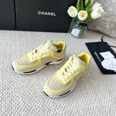 CC SNEAKER IN LIGHT YELLOW WOOL TWEED AND SUEDE