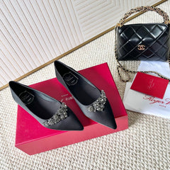 EFFLORESCENCE BALLERINAS IN BLACK SATIN