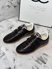 RETRO SNEAKERS WITH RIPTAPE STRAPS IN BLACK LAMBSKIN KNITTED PATTERN