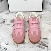RETRO SNEAKERS WITH RIPTAPE STRAPS IN PINK LAMBSKIN MIX SUEDE