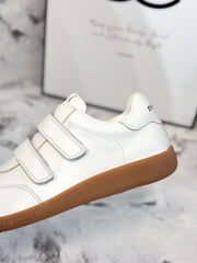 RETRO SNEAKERS WITH RIPTAPE STRAPS IN WHITE SMOOTH LAMBSKIN