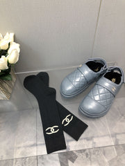 CHUNKY PLATFORM SHEARLING SLIPPER SAPHIRE BLUE LAMBSKIN