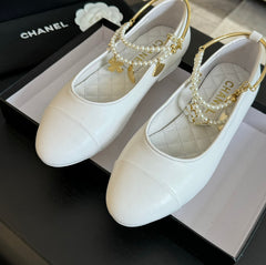 Double Strap Chunky Heel Mary Jane Shoes White