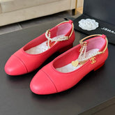 Double Strap Chunky Heel Mary Jane Shoes Red Pink