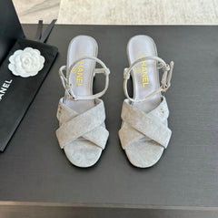 High Sandals Lambskin Gray