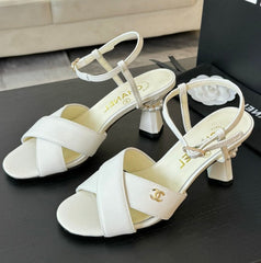 High Sandals Lambskin White