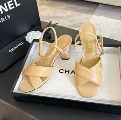 High Sandals Lambskin Yellow Cream