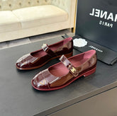 mary jane flat Red Wine patent calfskin