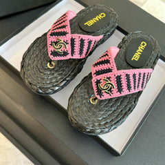 Double C Hottest Knit Flip-Flops Black Pink