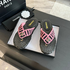 Double C Hottest Knit Flip-Flops Black Pink