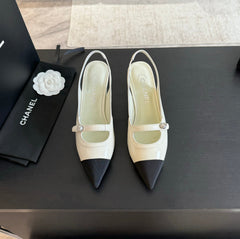 Double C WOMEN'S Slingback SPIRIT TOE White Lambskin