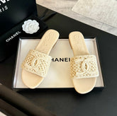 Slippers Beige Cream Lambskin