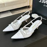MESH LOGO SLINGBACKS IN WHITE LAMBSKIN