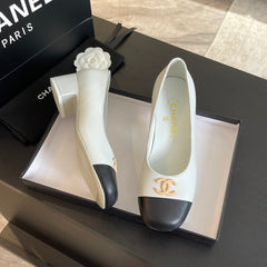 CC PUMP WHITE MIX BLACK CALFSKIN