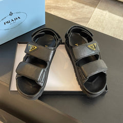 PRA FLAT NAPPA SANDALS BLACK LAMBSKIN