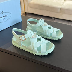 PRA CRISSCROSS RUBBER SANDALS MINT CALFSKIN