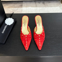 HIGH HEEL MULE 65 MM IN CANDY RED SUEDE