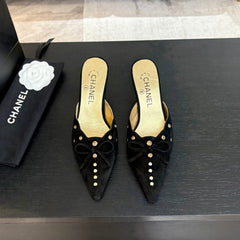 HIGH HEEL MULE 65 MM IN BLACK SUEDE