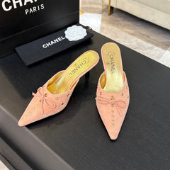 HIGH HEEL MULE 65 MM IN LIGHT PINK SUEDE