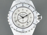 J12 Date Quartz White Ceramic Diamond Numerals White Dial