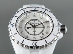 J12 Date Quartz White Ceramic Diamond Numerals White Dial