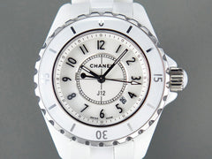 J12 Date Quartz White Ceramic Black Numerals White Dial
