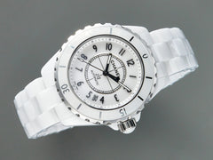 J12 Date Automatic White Ceramic Black Numerals White Dial