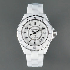 J12 Date Automatic White Ceramic Black Numerals White Dial