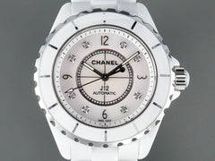 J12 Automatic White Ceramic Black Diamond Numerals Mop Dial