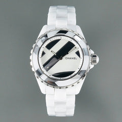 J12 38mm Automatic Limited Untitled H5582 White Ceramic Black White Dial