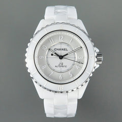 J12 Automatic White Ceramic White Numerals Black White Hands White Dial